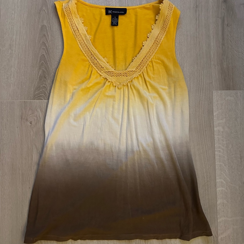 INC Ombré Yellow and Brown Sleeveless Top Size Medium
